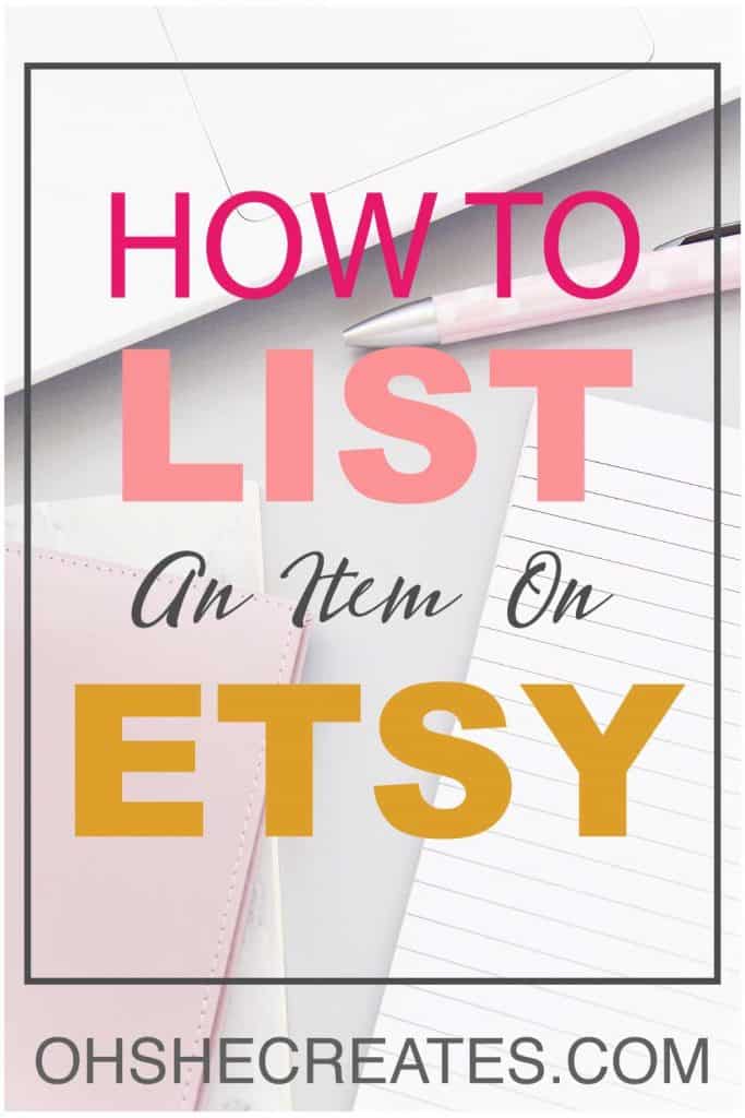 Image text how to list an item on Etsy on Desk background