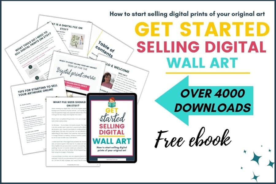 image with text 
get started selling digital wall art 