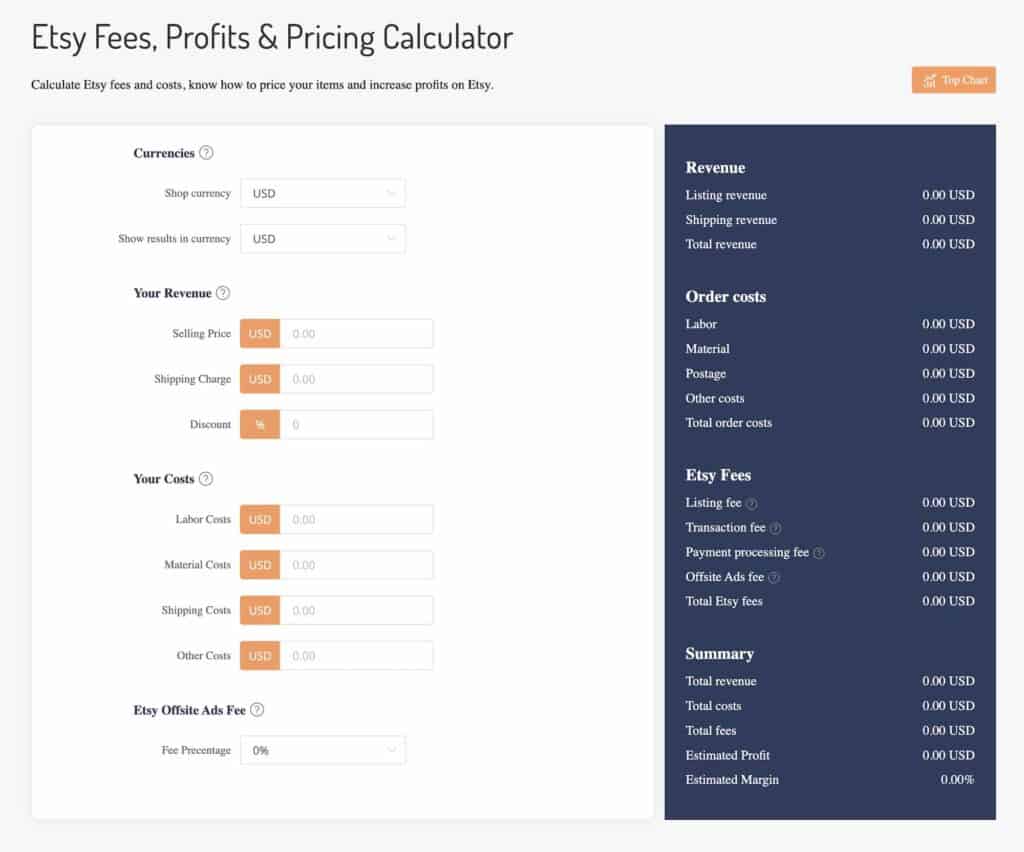 etsy fees, profits and pricing calculator on etsyhunt