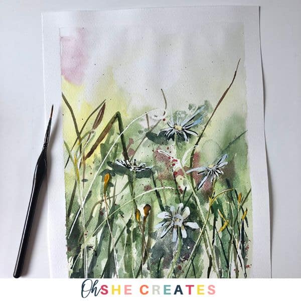 mixed media of grasses painting
