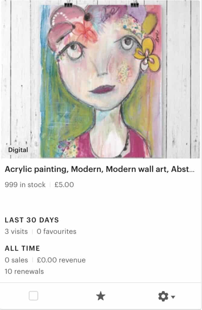 image of girl painting with no sales on etsy 